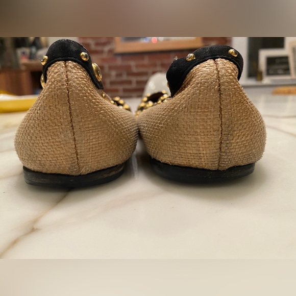 Alaia Studded Raffia and Suede Ballet Flats - Picture 10 of 13